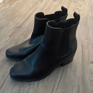 Black leather booties